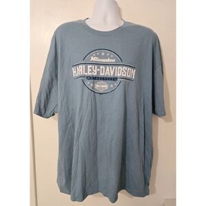 NWOT Harley Davidson Shirt 3XL Men Blue Casual Crewneck Motorcycle Milwaukee